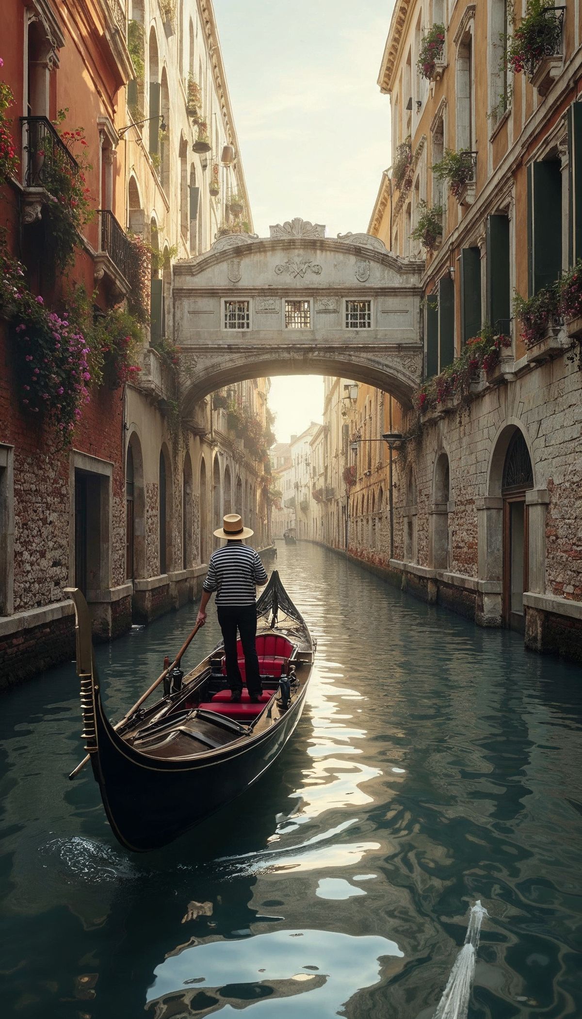 A gondola on Venice's Grand Canal at sunset
